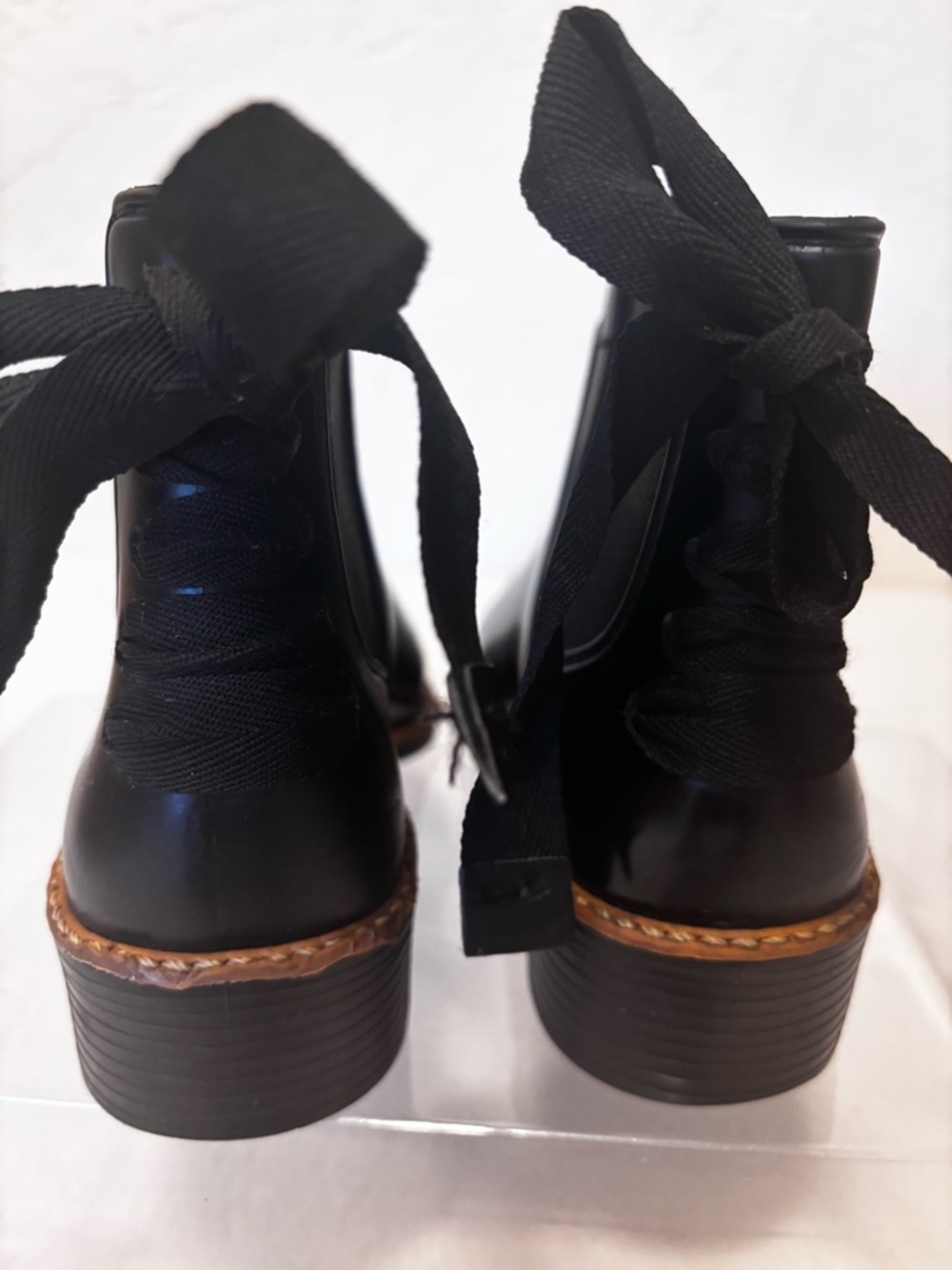 Bernardo Black Chelsea Ankle Boots lace back detail. Size 6 - Picture 4 of 9